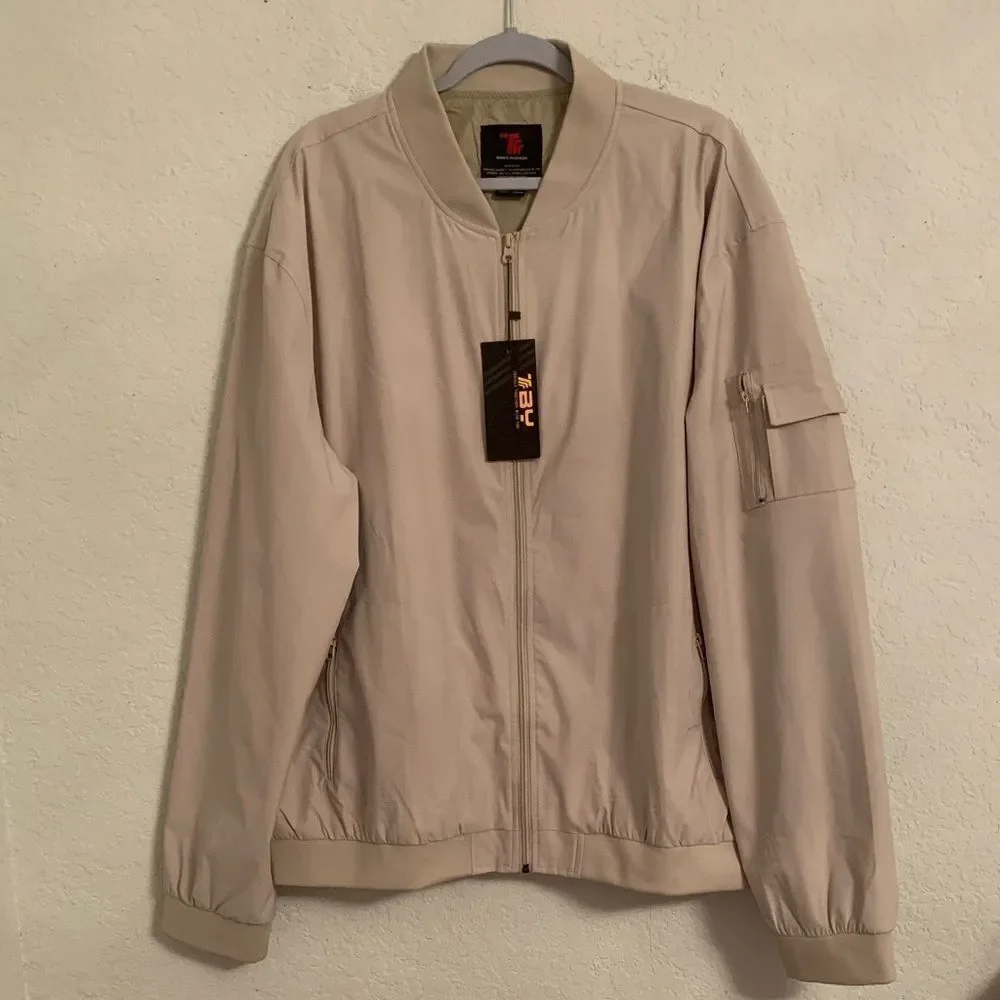 NWT Travels Together With You Men's Beige Windbreaker Jacket Size 3XL
